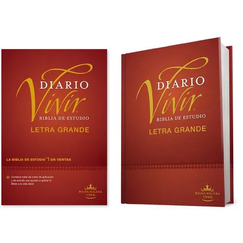 Biblia de Estudio del Diario Vivir Rvr60, Letra Grande (Letra Roja, Tapa Dura)