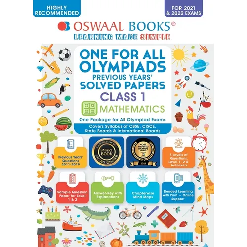 Oswaal One for All Olympiad Previous Years Solved Papers, Class-1 Mathematics Book (For 2021-22 Exam)
