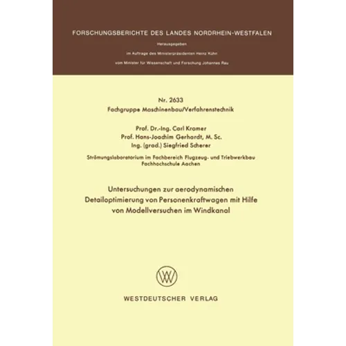 Untersuchungen zur aerodynamischen Detailoptimierung von Personenkraftwagen mit Hilfe von Modellversuchen im Windkanal
