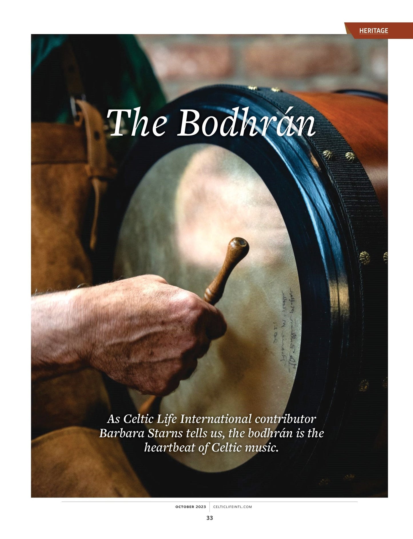 Celtic Life International October 2023 - Crafting Celtic Jewelry: The High Kings, Gary Maclean Fall Fashion, Emma Donoghue Hector 250, The Bodhran, Apollo Save Greece & Donna Morrissey New Book!