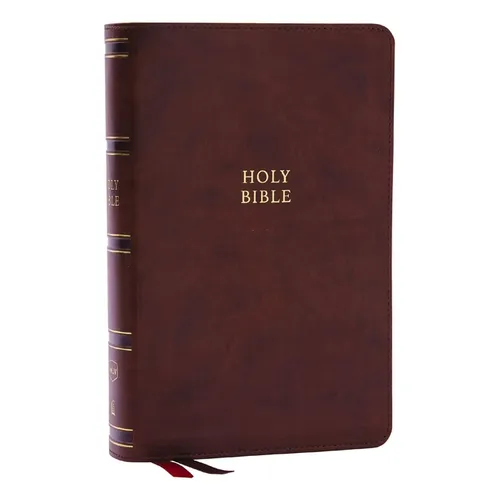 Nkjv, Single-Column Reference Bible, Verse-By-Verse, Brown Leathersoft, Red Letter, Comfort Print (Thumb Indexed)