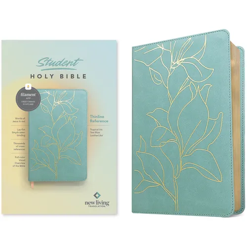 NLT Student Bible, Thinline Reference, Filament Enabled (Leatherlike, Tropical Iris Teal Blue, Red Letter)