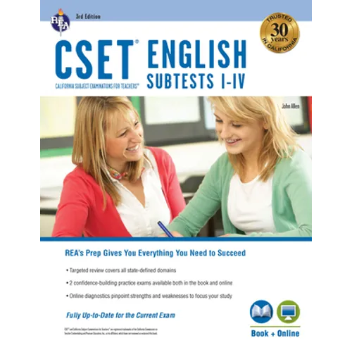 CSET English Subtests I-IV Book + Online