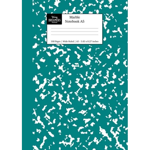 Marble Notebook A5: Teal Green Marble Wide Ruled Journal