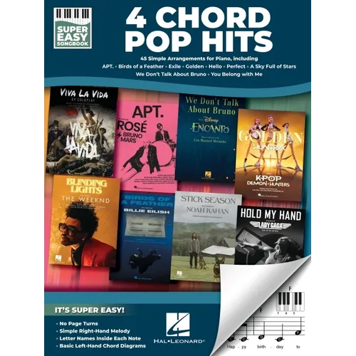 4 Chord Pop Hits - Super Easy Songbook - 45 Simple Arrangements for Piano - Paperback