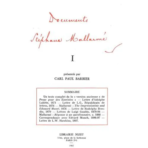 Documents Stephane Mallarme I