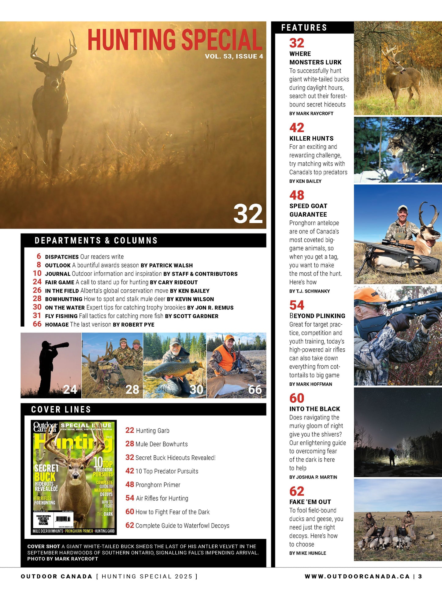 Outdoor Canada - Hunting Special 2025: Secret Buck Hideouts, Predator Hunts, Waterfowl Decoys, Air Rifle Hunting Guide, Overcome Fear Of The Dark, Expert Hunting Strategies For Success & More!
