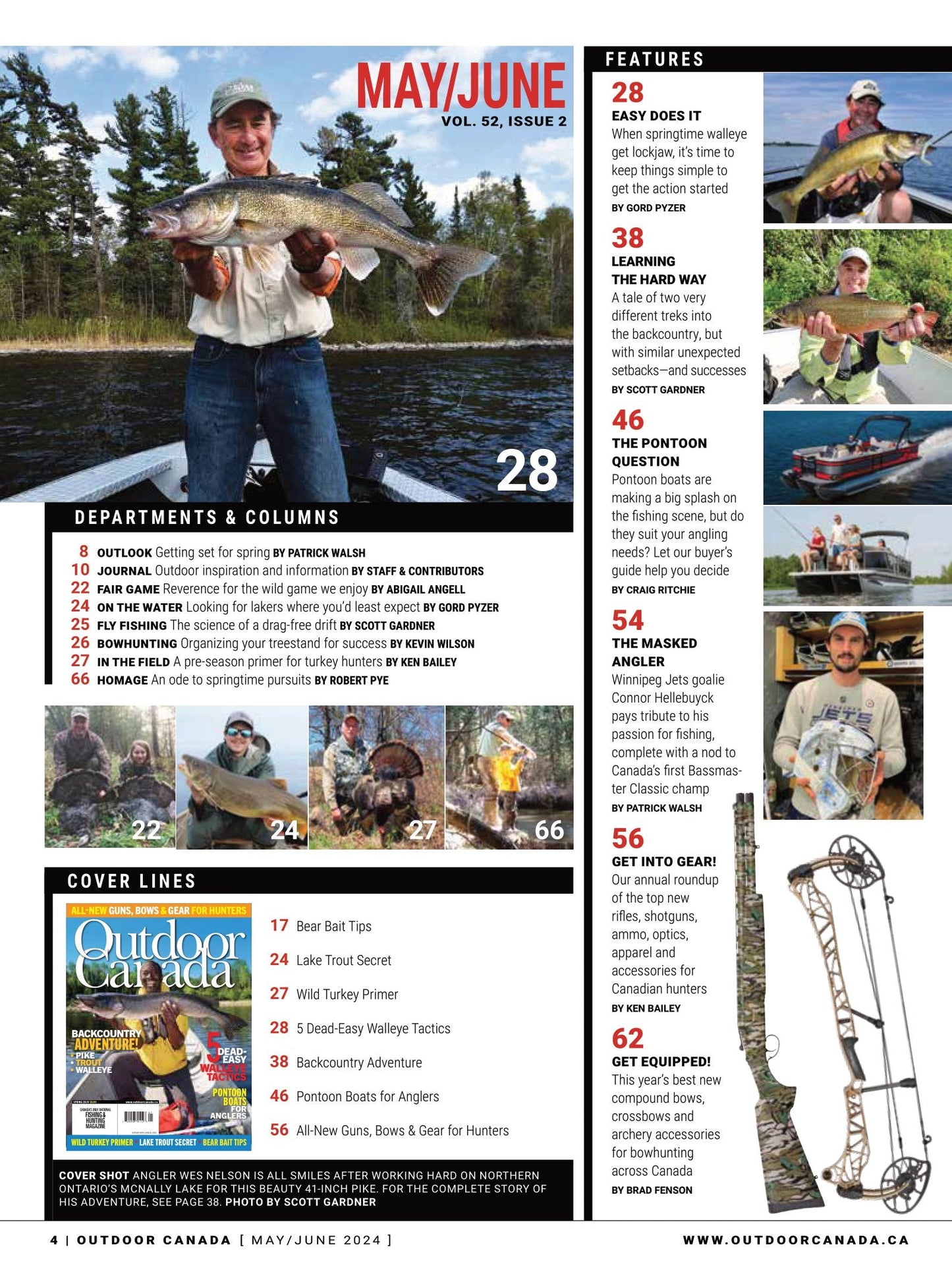 Outdoor Canada - Spring 2024: Top New Guns, Bows, Gear, Ammo & Optics For Hunters, Archery, Fly Fishing, 5 Easy Walleye Tactics, Pike, Trout, Pontoon Boats, Wild Turkey Primer, Bear Bait Tips & More!