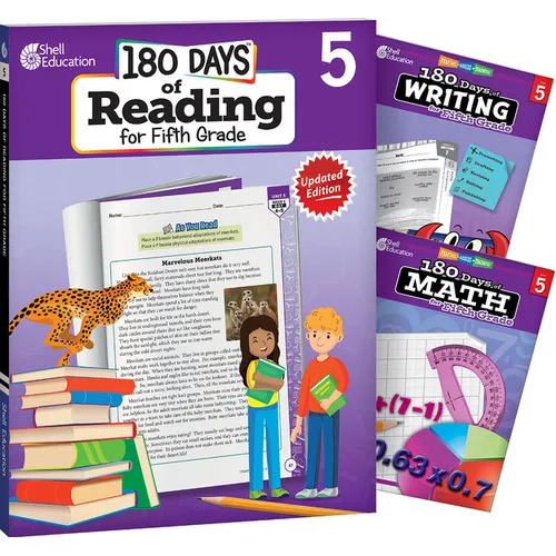 180 Days(tm) Reading, Writing and Math for Grade 5: 3-Book Set: Practice, Assess, Diagnose
