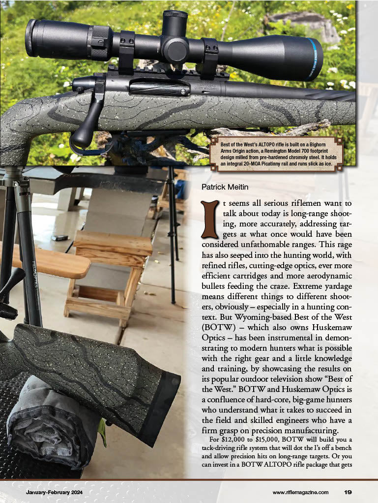 Rifle January 2024 - The Sporting Firearms Journal: Best Of West Altopo 6.5 PRC, Long Guns, Sharps Conversions, Notes On Scope Attachment, Christensen Arms MPR, POF Tombstone & Modern Levergun!