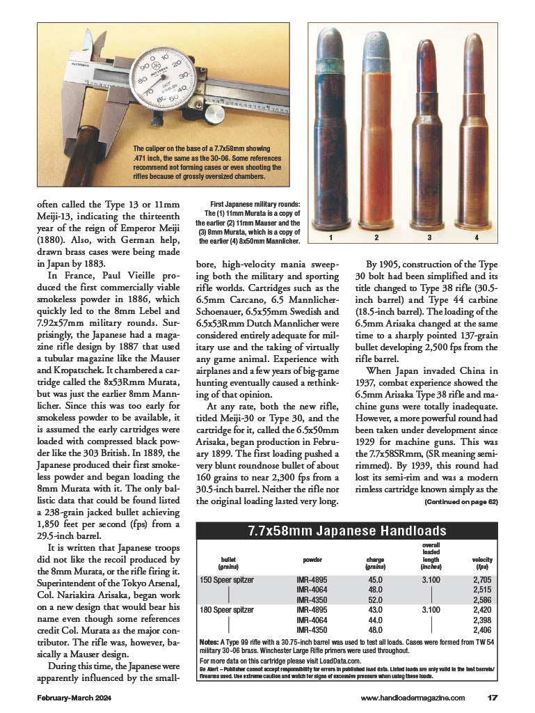 Handloader - February 2024: Reloading Handguns, Wildcat Cartridges, Rifle Ammunition, 22 Creedmoor, New Savage 1911, 257 Weatherby Magnum, 45 Colt Rifle & More!
