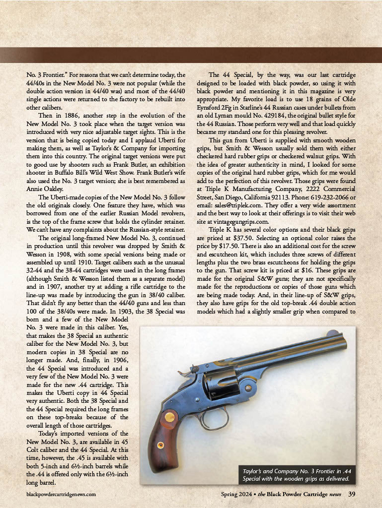 Black Powder Cartridge News - Spring 2024: Remembering Miles Gilbert, Boss Buffalo Hunter Jim White, Reading The Wind, Remington-Type Revolving Carbine, 1894 Cimarron Short Rifle Review & More!