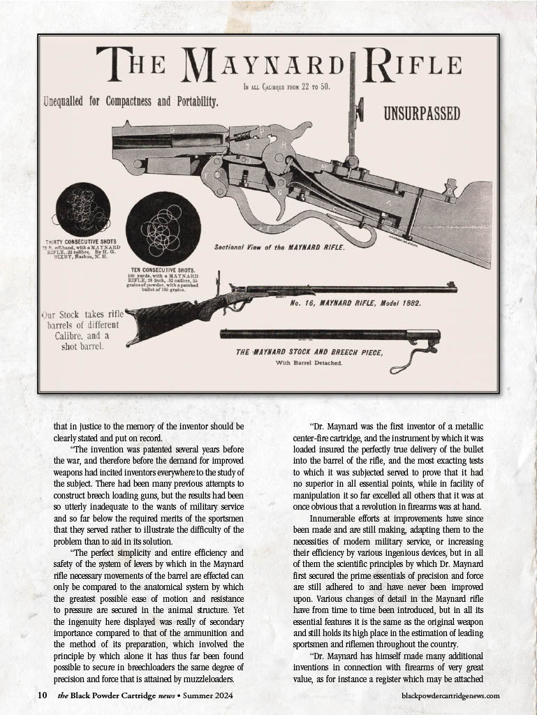 Black Powder Cartridge News - Summer 2024: PopeBallard Schuetzen Rifle Barrel No.236, Dr. Edward Maynard, Captain Jack, Smoke Of A .45, Rifle Clubs & More!