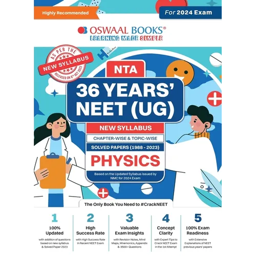 Oswaal NEET (UG) 36 Years Chapter-wise Topic-wise Solved Papers Physics For 2024 Exams ( New Edition) - Paperback