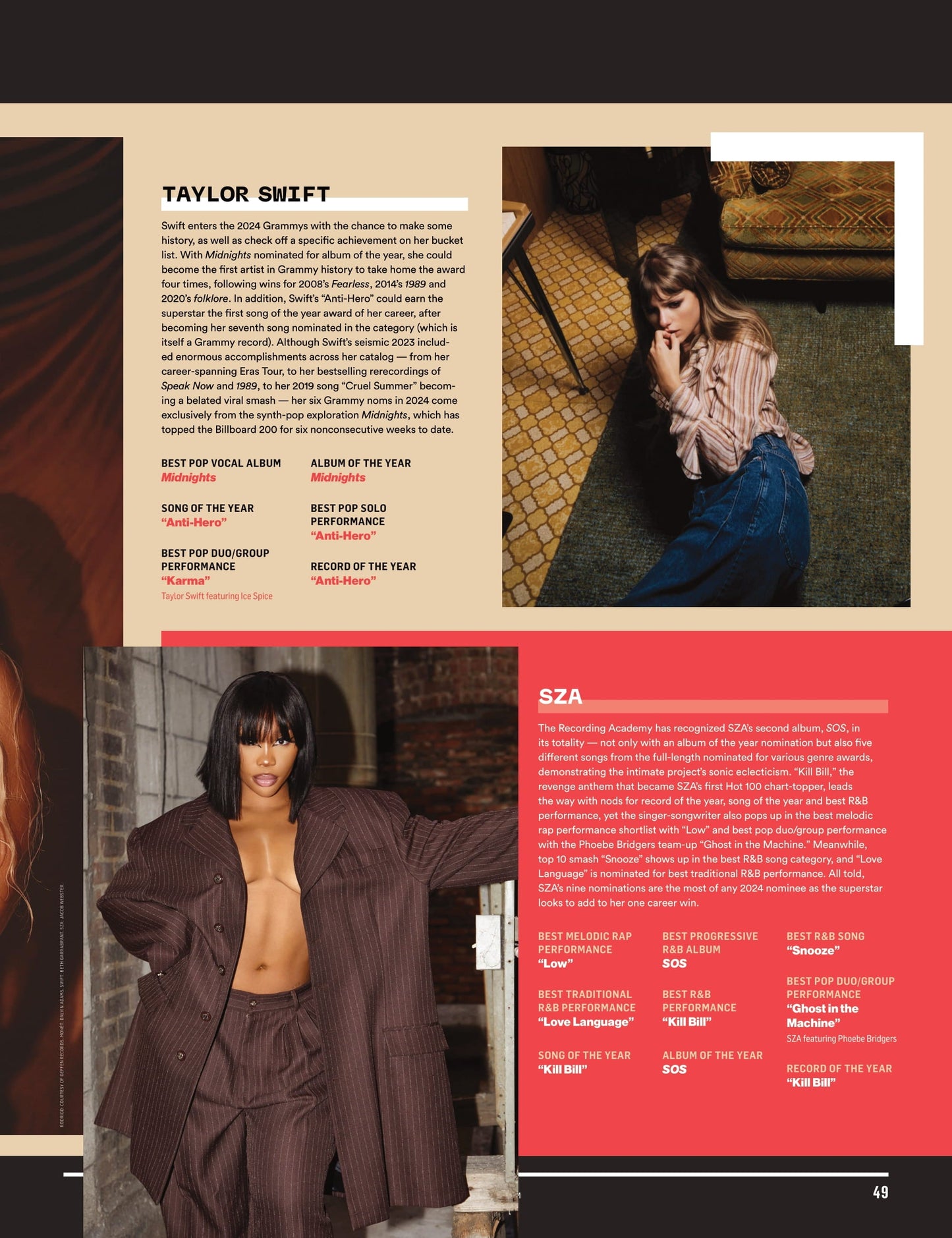 Billboard - 23.12.16 Edition: 2024 Grammy Voter Guide, Taylor Swift, Olivia Rodrigo, Miley Cyrus, Lana Del Rey, Billie Eilish, SZA, Dua Lipa, Boygenius, Jon Batiste, Janelle Monáe & Victoria Monét!