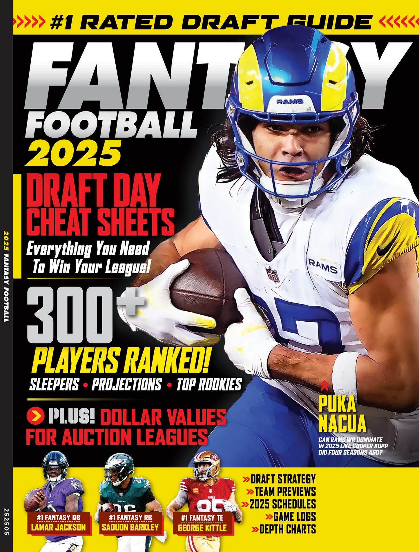 Fantasy Football - 2025 Draft Guide: 300 Players Ranked, Expert Insights, Cheat Sheets, Schedules, Projections, Team Breakdowns, Depth Charts, Winning Strategies & More!