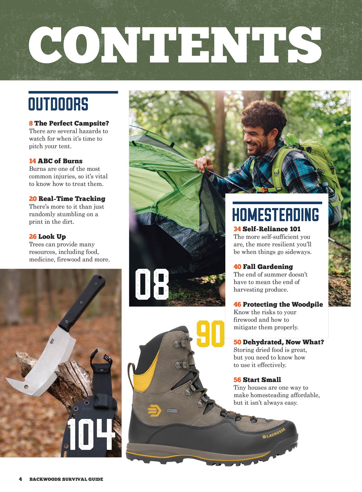 Backwoods Survival Guide - Living Off The Land No. 35: 200+ Tips, Self Reliance Skills, Wilderness Necessities, Homesteading Tips, Burns Care, Outdoor Nutrition, Camp Cookware, Cordage & More!