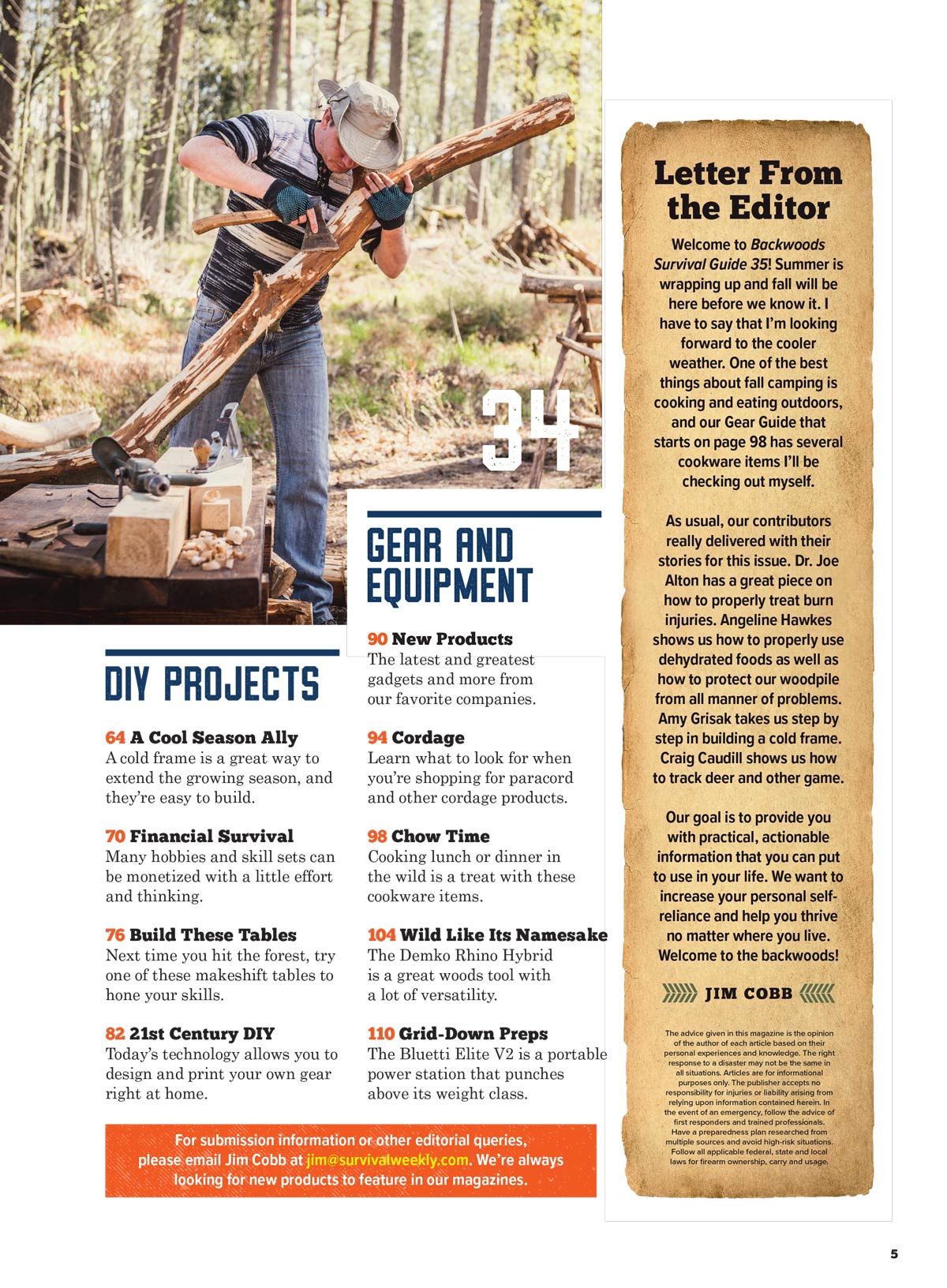 Backwoods Survival Guide - Living Off The Land No. 35: 200+ Tips, Self Reliance Skills, Wilderness Necessities, Homesteading Tips, Burns Care, Outdoor Nutrition, Camp Cookware, Cordage & More!