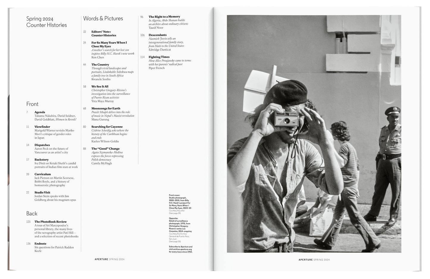 Aperture Magazine Spring 2024 - Counter Histories: Produced with Magnum Foundation, Features Artists from Around the World Who Reframe Complex Histories, Plus the PhotoBook Review & More