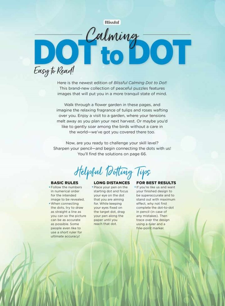 Calming Dot To Dot - Over 8,000 Dots, From Easy To Advanced, Adorable Animals, Spring Flowers, Peaceful Places, Rainbows, Butterflies, Birds, Adult Coloring Book, Unwind, De-Stress, Connect & Color!