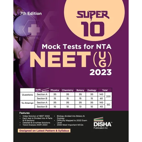 Super 10 Mock Tests for New Pattern NTA NEET (UG) 2023 - 7th Edition Physics, Chemistry, Biology - PCB Optional Questions 5 Statement MCQs Mock Tests
