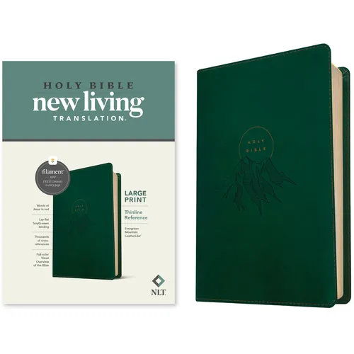 NLT Large Print Thinline Reference Bible, Filament Enabled (Leatherlike, Evergreen Mountain, Red Letter)