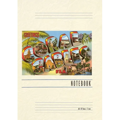 Vintage Lined Notebook Greetings from Coral Gables, Florida