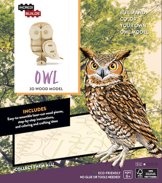 IncrediBuilds: Owl 3D Wood Model