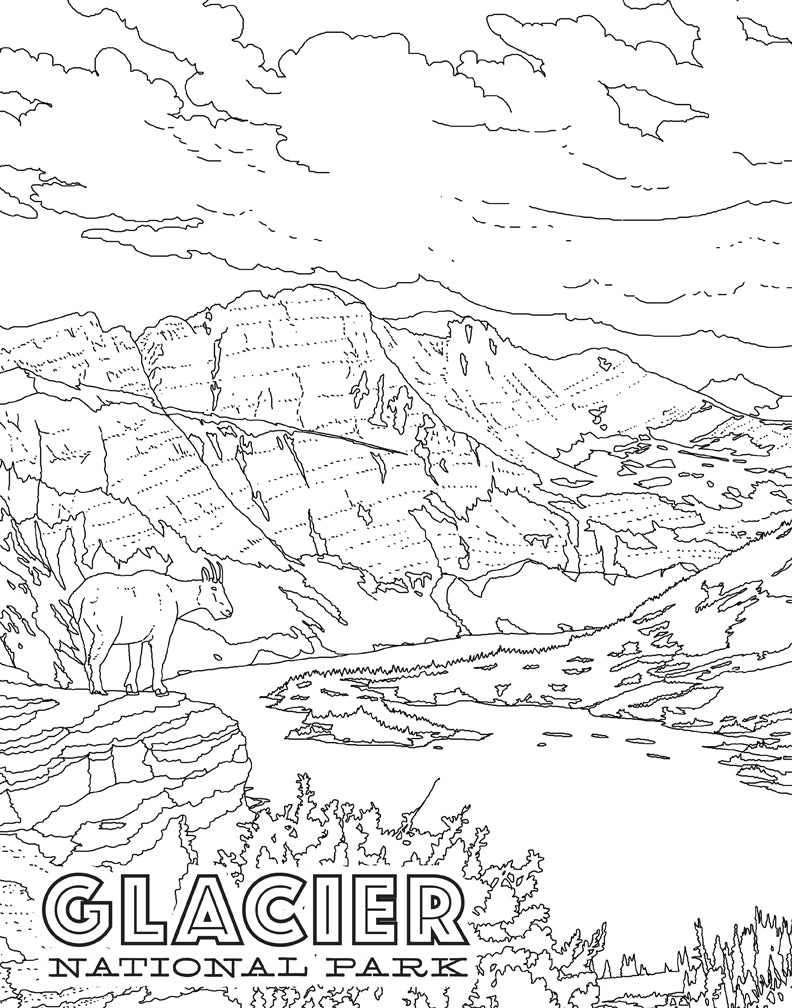 The National Parks Poster Coloring Book Softcover Book
