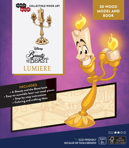 IncrediBuilds: Disney's Beauty and the Beast: Lumiere 3D Wood Model and Book Softcover Book