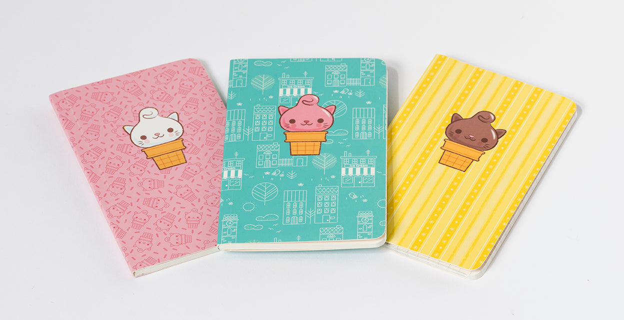 Kitty Cones Pocket Notebook Collection (Set of 3) Softcover Book