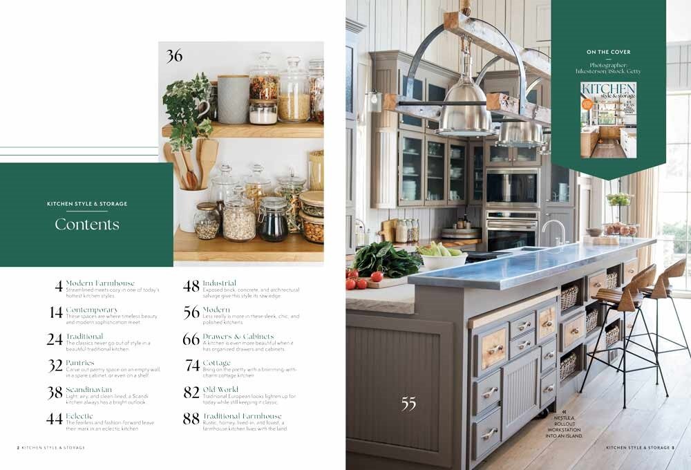 Kitchen Style & Storage - 101 Ideas, Get Organized, Cabinet & Drawer Solutions, Declutter, Carve Out Pantry Space, Floating Shelves, Style Points, Farmhouse, Traditional, Modern, Industrial & More!