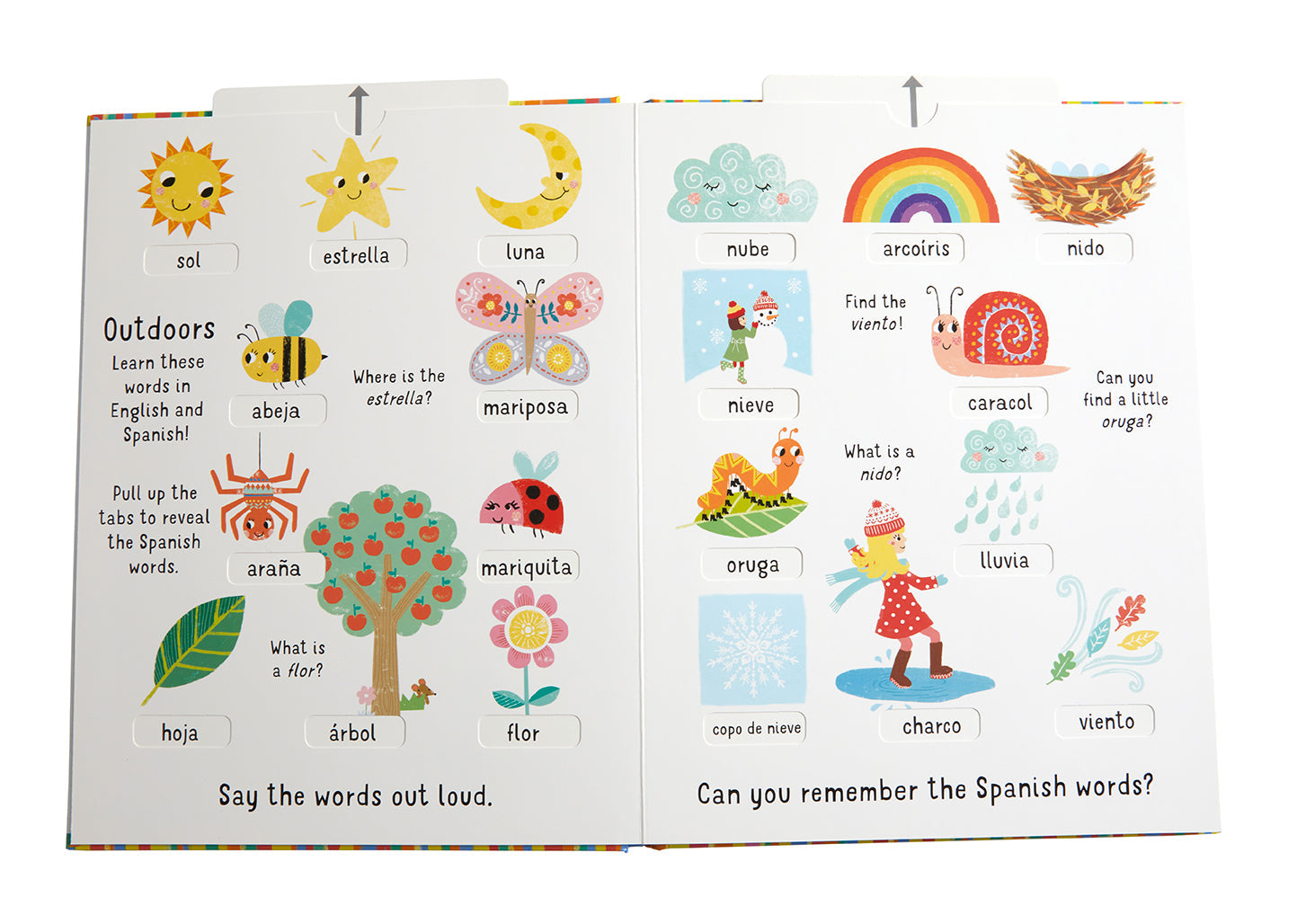 Slide and Seek: 100 Words English-Spanish Hardcover Book