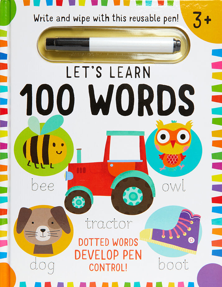 Let's Learn: First 100 Words (Write and Wipe) Hardcover Book