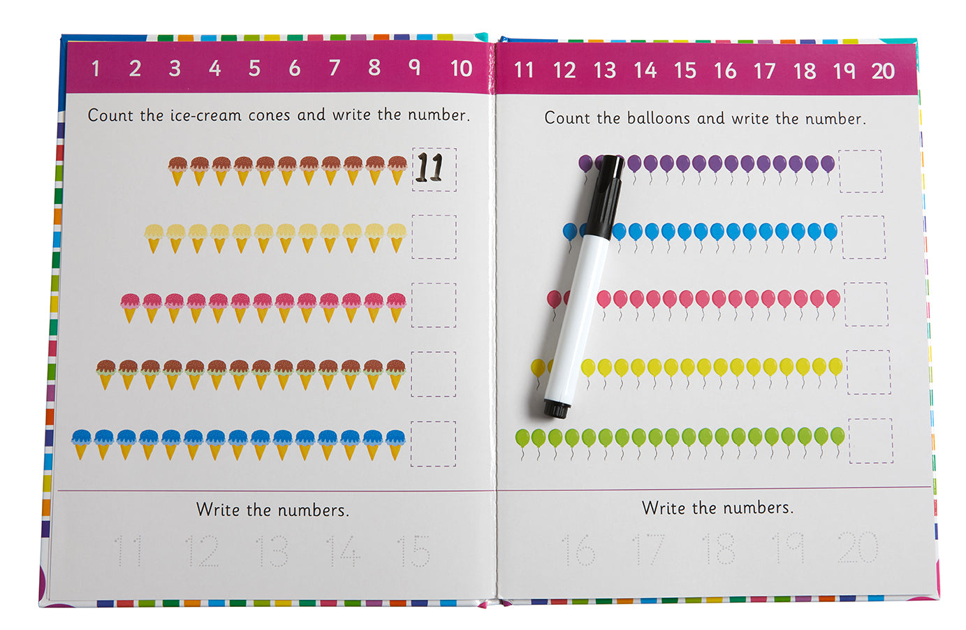 Let's Learn: First Number Skills (Write and Wipe) Hardcover Book