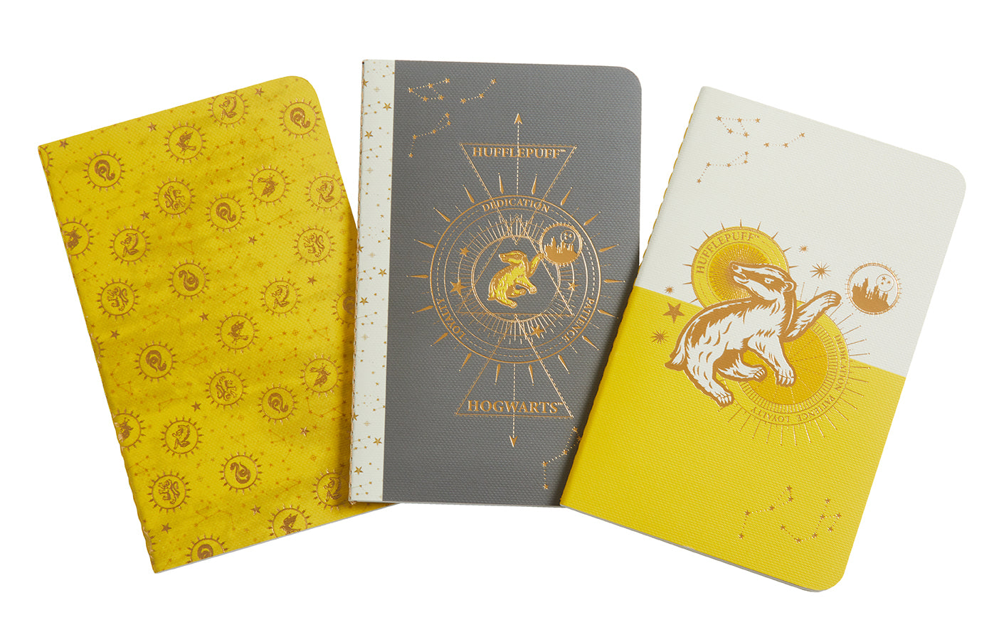 Harry Potter: Hufflepuff Constellation Sewn Pocket Notebook Collection (Set of 3) Softcover Book