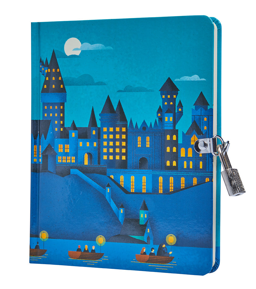 Harry Potter: Hogwarts Castle at Night Lock & Key Diary Hardcover Book
