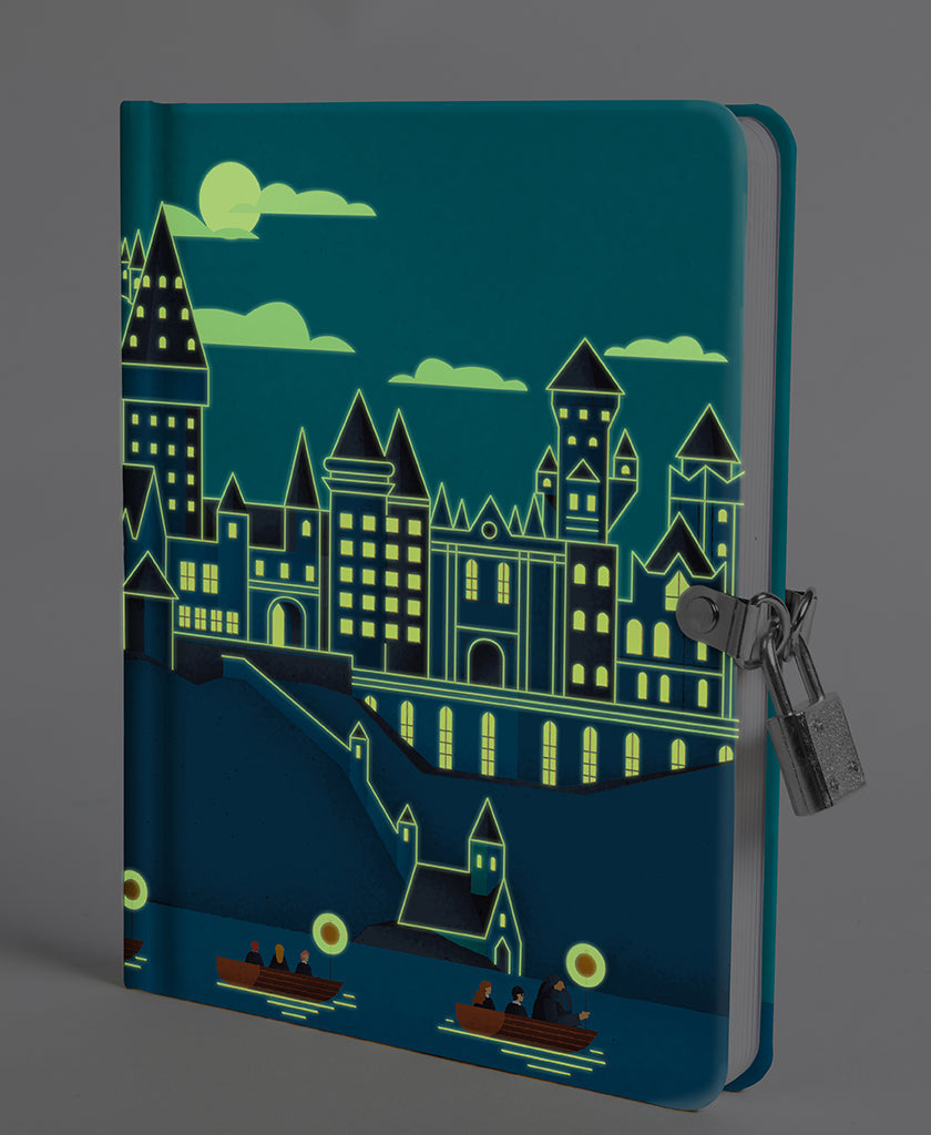 Harry Potter: Hogwarts Castle at Night Lock & Key Diary Hardcover Book