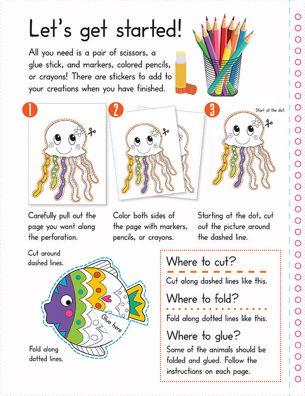Color, Cut, and Fold: Ocean Animals Softcover Book