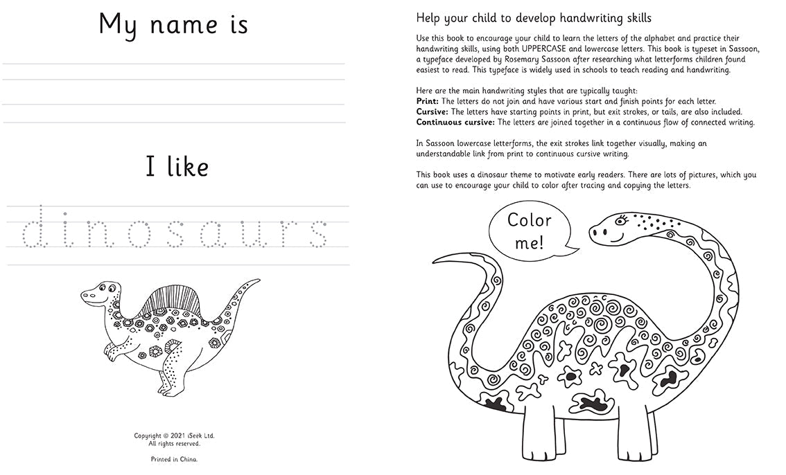Trace & Learn Handwriting Practice: Dinosaur Softcover Book