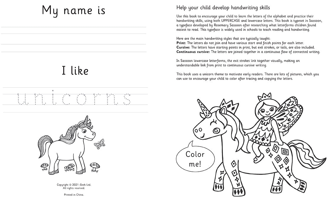 Trace & Learn Handwriting Practice: Unicorn Softcover Book