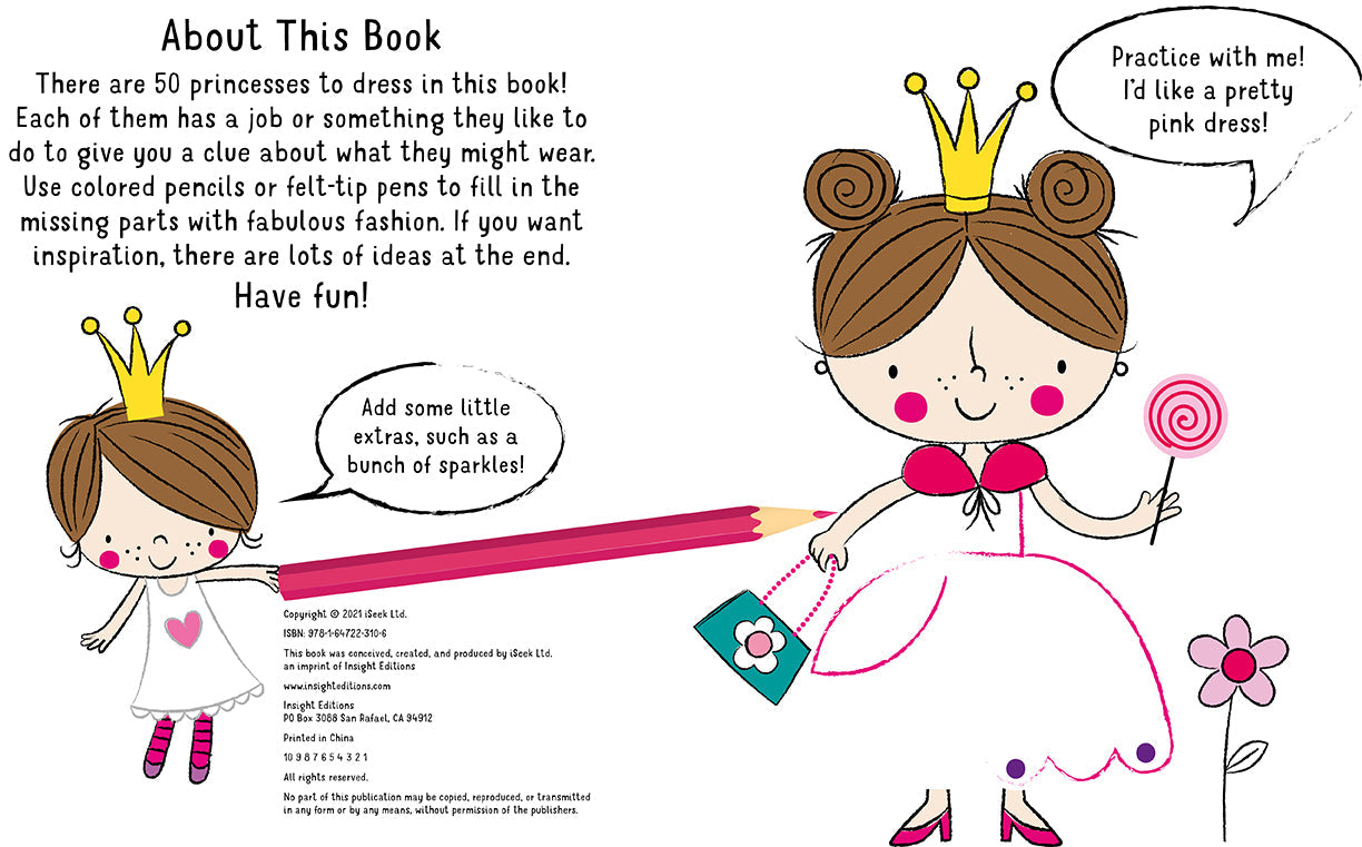 Design and Draw 50 Princess Outfits Softcover Book