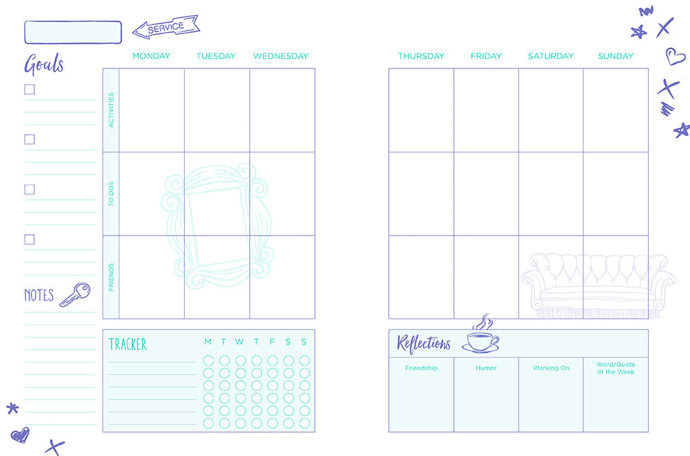 Friends: 12-Month Undated Planner Hardcover Book
