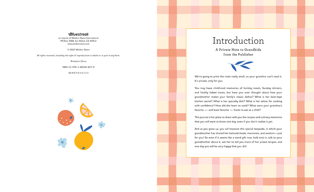 Grandmother's Recipe Journal Hardcover Book