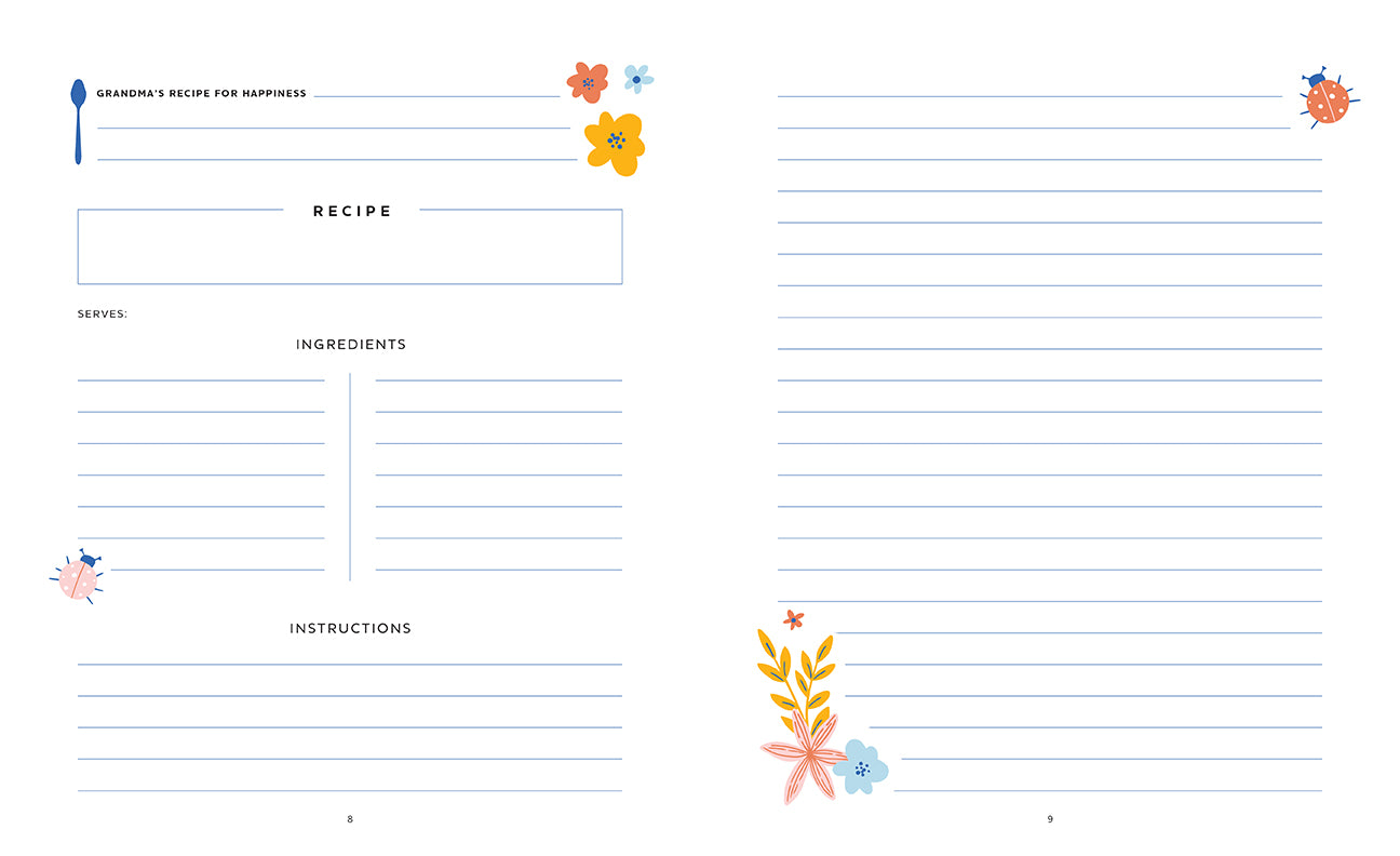 Grandmother's Recipe Journal Hardcover Book