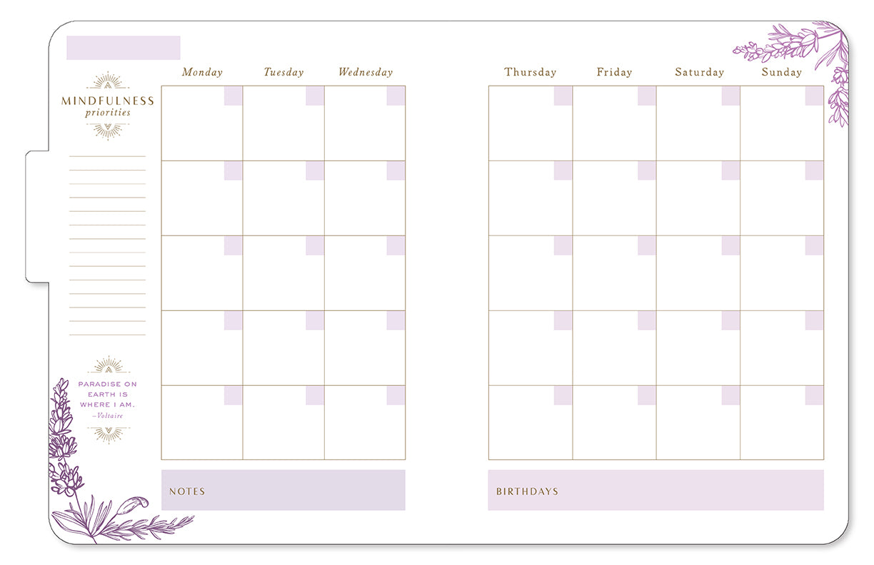 Mindfulness 12-Month Undated Planner Hardcover Book