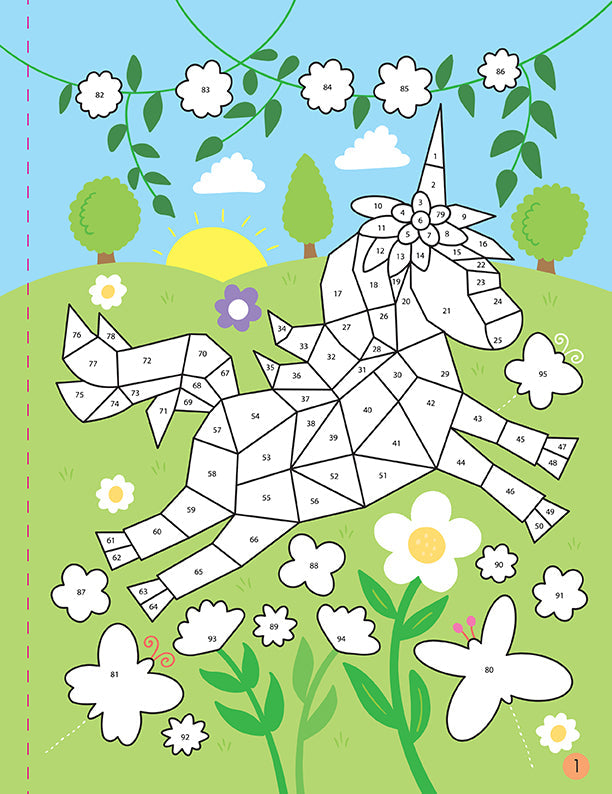 Mindful Sticker By Number: Unicorns Softcover Book