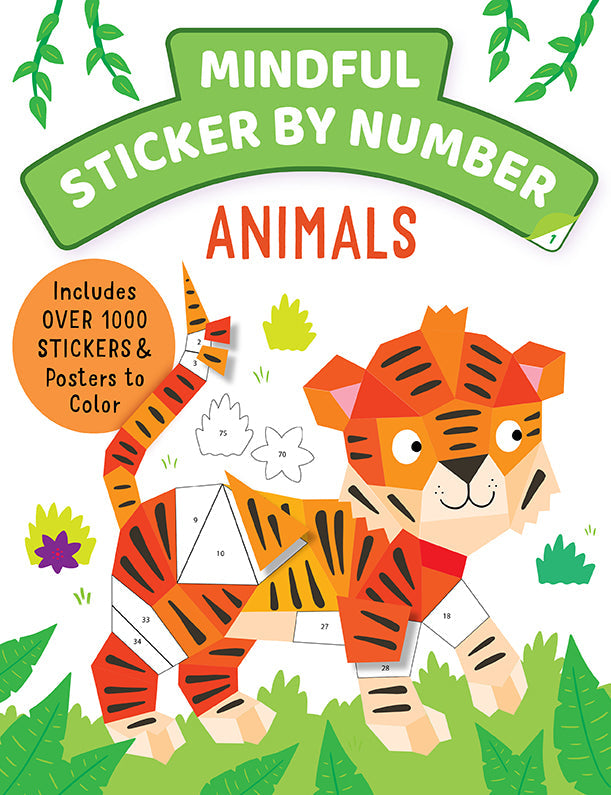 Mindful Sticker By Number: Animals Softcover Book