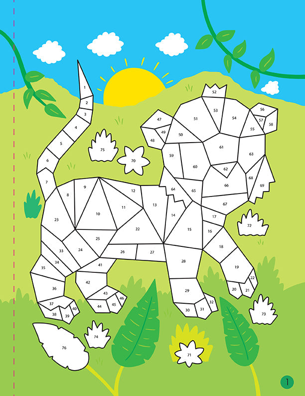 Mindful Sticker By Number: Animals Softcover Book