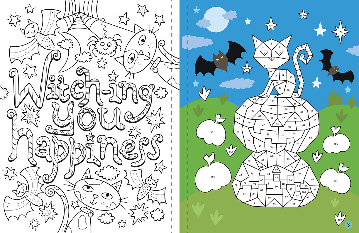 Mindful Sticker By Number: Halloween Softcover Book